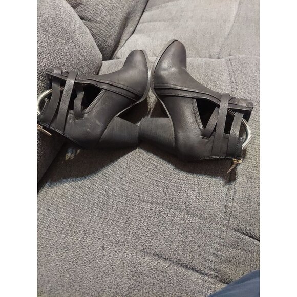 Women Ankle Boots Almond Toe Mid Heel Booties Chunky Block Zip Up Sz 8 M - Picture 5 of 12